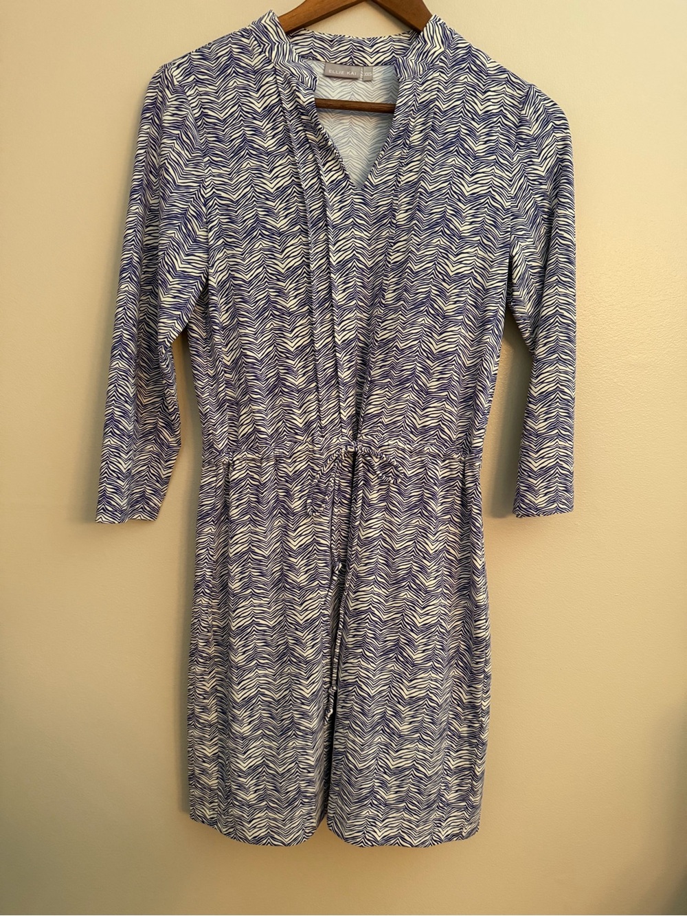 Ellie Kai Blue & White Zebra Print Tie Waist Dress XXS | Like New